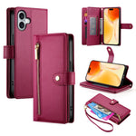 Étui de téléphone en cuir avec porte-cartes et fermeture éclair à neuf emplacements, pour iPhone 17 Pro Max, pour iPhone 17 Pro, pour iPhone 17, pour iPhone Air, pour iPhone 16e, pour iPhone 16 Pro Max, pour iPhone 16 Pro, pour iPhone 16 Plus
