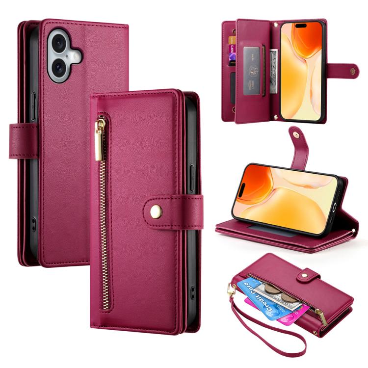 Étui de téléphone en cuir avec porte-cartes et fermeture éclair à neuf emplacements, pour iPhone 17 Pro Max, pour iPhone 17 Pro, pour iPhone 17, pour iPhone Air, pour iPhone 16e, pour iPhone 16 Pro Max, pour iPhone 16 Pro, pour iPhone 16 Plus