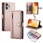 Étui de téléphone en cuir avec porte-cartes et fermeture éclair à neuf emplacements, pour iPhone 17 Pro Max, pour iPhone 17 Pro, pour iPhone 17, pour iPhone Air, pour iPhone 16e, pour iPhone 16 Pro Max, pour iPhone 16 Pro, pour iPhone 16 Plus