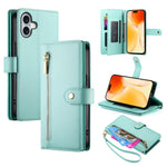 Étui de téléphone en cuir avec porte-cartes et fermeture éclair à neuf emplacements, pour iPhone 17 Pro Max, pour iPhone 17 Pro, pour iPhone 17, pour iPhone Air, pour iPhone 16e, pour iPhone 16 Pro Max, pour iPhone 16 Pro, pour iPhone 16 Plus