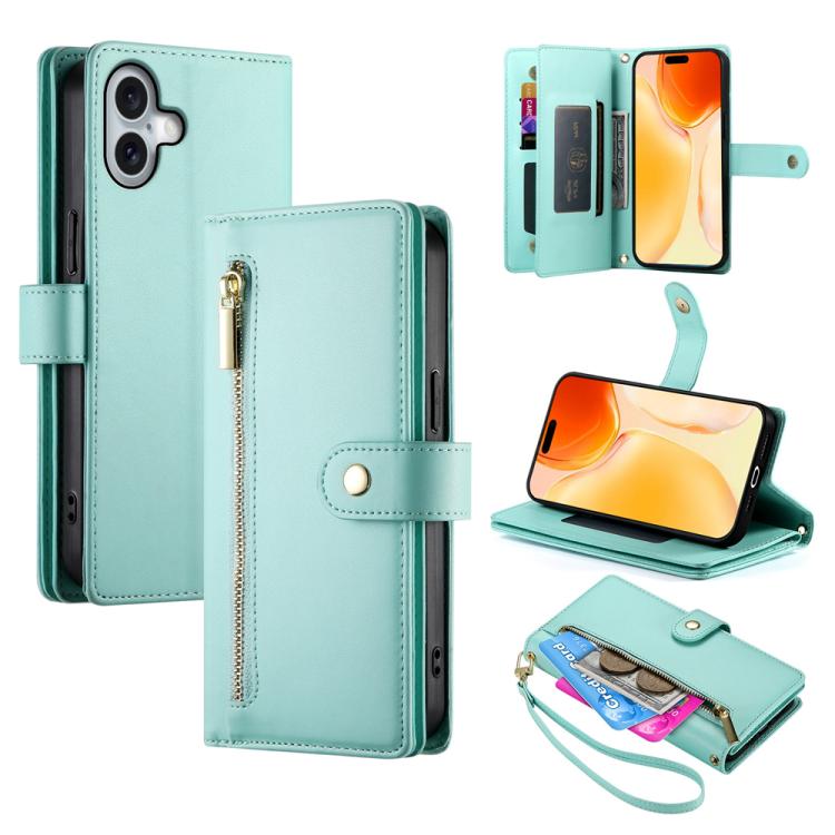 Étui de téléphone en cuir avec porte-cartes et fermeture éclair à neuf emplacements, pour iPhone 17 Pro Max, pour iPhone 17 Pro, pour iPhone 17, pour iPhone Air, pour iPhone 16e, pour iPhone 16 Pro Max, pour iPhone 16 Pro, pour iPhone 16 Plus