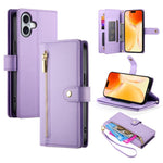 Étui de téléphone en cuir avec porte-cartes et fermeture éclair à neuf emplacements, pour iPhone 17 Pro Max, pour iPhone 17 Pro, pour iPhone 17, pour iPhone Air, pour iPhone 16e, pour iPhone 16 Pro Max, pour iPhone 16 Pro, pour iPhone 16 Plus