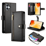 Étui de téléphone en cuir avec porte-cartes et fermeture éclair à neuf emplacements, pour iPhone 17 Pro Max, pour iPhone 17 Pro, pour iPhone 17, pour iPhone Air, pour iPhone 16e, pour iPhone 16 Pro Max, pour iPhone 16 Pro, pour iPhone 16 Plus