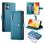 Étui de téléphone en cuir avec porte-cartes et fermeture éclair à neuf emplacements, pour iPhone 17 Pro Max, pour iPhone 17 Pro, pour iPhone 17, pour iPhone Air, pour iPhone 16e, pour iPhone 16 Pro Max, pour iPhone 16 Pro, pour iPhone 16 Plus