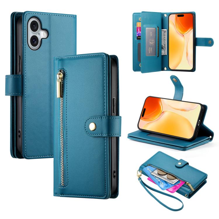 Étui de téléphone en cuir avec porte-cartes et fermeture éclair à neuf emplacements, pour iPhone 17 Pro Max, pour iPhone 17 Pro, pour iPhone 17, pour iPhone Air, pour iPhone 16e, pour iPhone 16 Pro Max, pour iPhone 16 Pro, pour iPhone 16 Plus