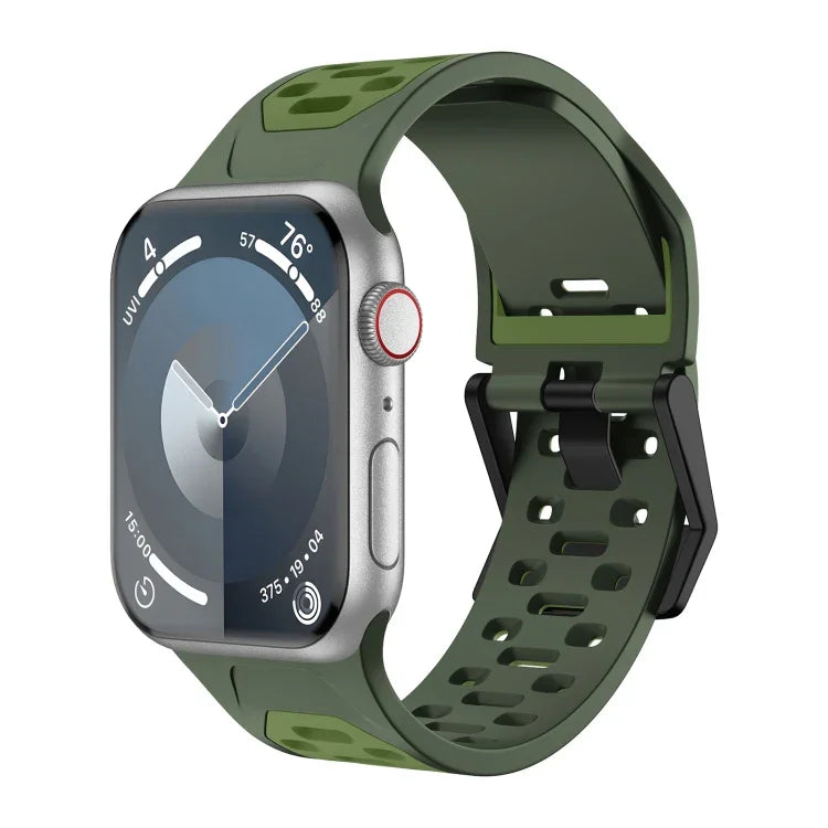 Bracelet de montre en silicone bicolore Météorite, compatible avec Apple Watch SE 2023 44 mm, Apple Watch Ultra 2 49 mm, Apple Watch Series 9 45 mm, Apple Watch Ultra 49 mm, Apple Watch Series 8 45 mm et Apple Watch SE 2022 44 mm.