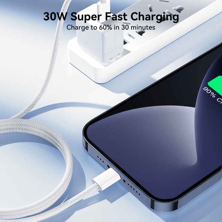 Câble de données de charge rapide JOYROOM S-A45 30W USB-C / Type-C vers 8 broches, longueur : 1m, Type-C vers 8 broches