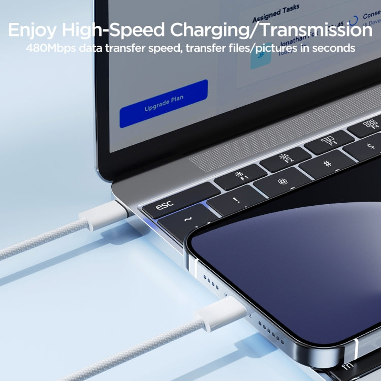 Câble de données de charge rapide JOYROOM S-A45 30W USB-C / Type-C vers 8 broches, longueur : 1m, Type-C vers 8 broches