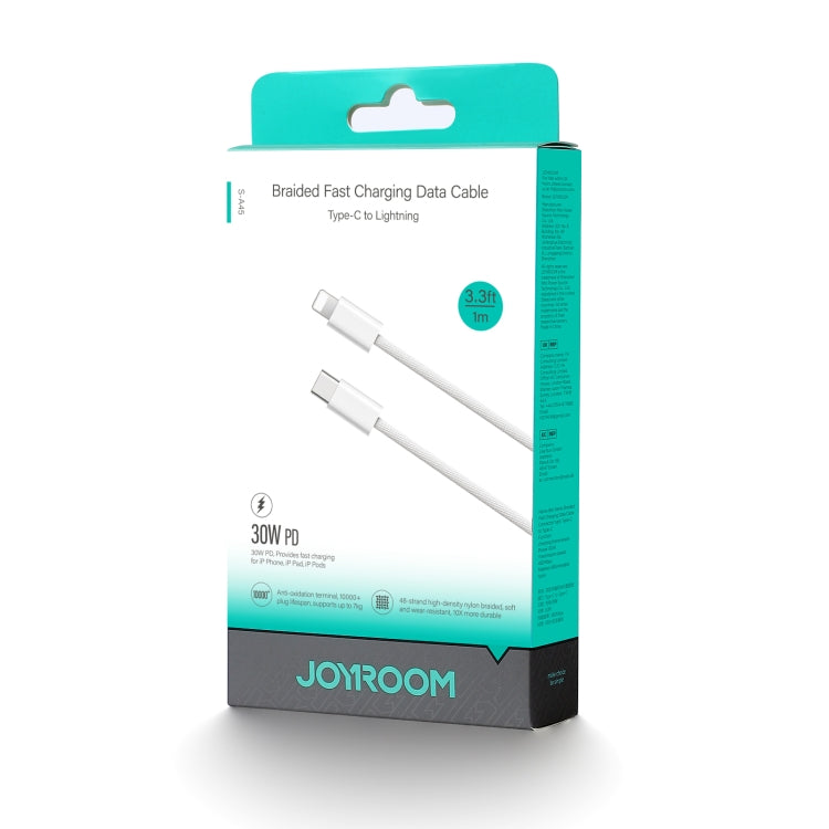 Câble de données de charge rapide JOYROOM S-A45 30W USB-C / Type-C vers 8 broches, longueur : 1m, Type-C vers 8 broches