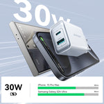 Chargeur rapide USB+USB-C / Type-C JOYROOM JR-TCF15 30W, prise EU, prise UK
