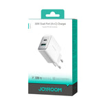 Chargeur rapide USB+USB-C / Type-C JOYROOM JR-TCF15 30W, prise EU, prise UK