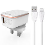 Chargeur rapide USB LDNIO A1204Q QC3.0 18W avec câble USB vers 8 broches 1m, prise EU, prise UK, prise US