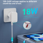 Chargeur rapide USB LDNIO A1204Q QC3.0 18W avec câble USB vers 8 broches 1m, prise EU, prise UK, prise US