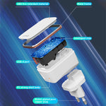 Chargeur rapide USB LDNIO A1204Q QC3.0 18W avec câble USB vers 8 broches 1m, prise EU, prise UK, prise US