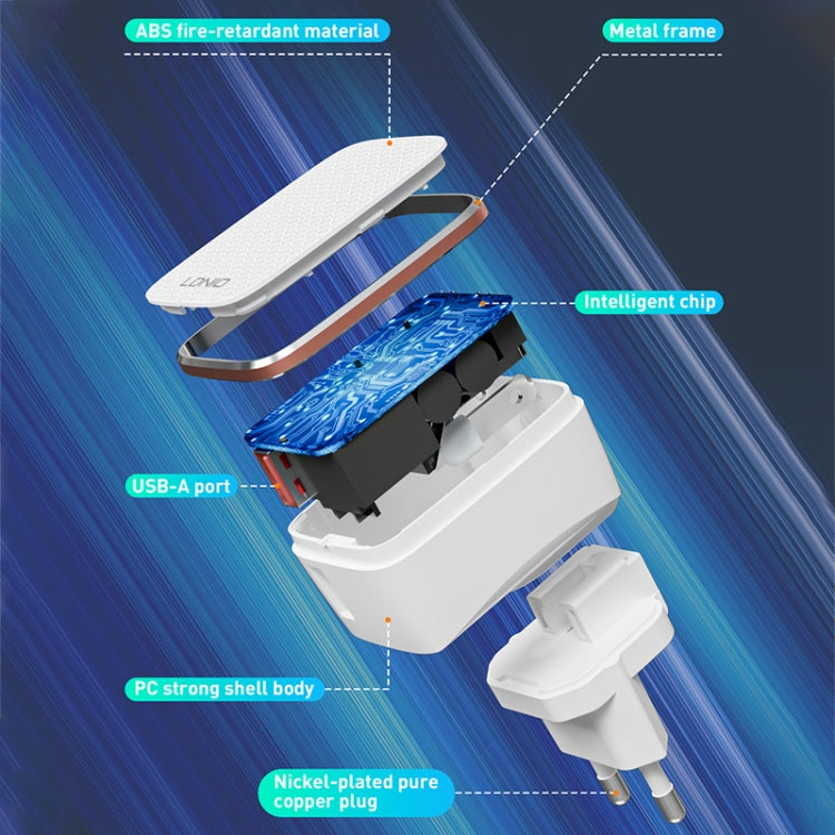 Chargeur rapide USB LDNIO A1204Q QC3.0 18W avec câble USB vers 8 broches 1m, prise EU, prise UK, prise US