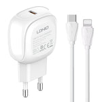 LDNIO A1206C PD27W USB-C / Type-C Fast Charger with 1m 8 Pin Cable, EU Plug