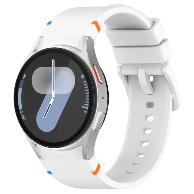 Bracelet de montre officiel en silicone surpiqué de couleur unie, pour Samsung Galaxy Watch 7 40 / 44mm