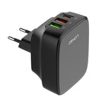 Chargeur port Type-C + double USB LDNIO Q334 32W avec câble de données USB-C / Type-C vers USB-C / Type-C 1m, prise EU, prise UK, prise US