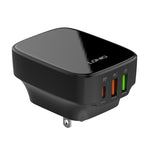 Chargeur port Type-C + double USB LDNIO Q334 32W avec câble de données USB-C / Type-C vers USB-C / Type-C 1m, prise EU, prise UK, prise US