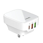 Chargeur port Type-C + double USB LDNIO Q334 32W avec câble de données USB-C / Type-C vers USB-C / Type-C 1m, prise EU, prise UK, prise US