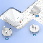 Chargeur port Type-C + double USB LDNIO Q334 32W avec câble de données USB-C / Type-C vers USB-C / Type-C 1m, prise EU, prise UK, prise US