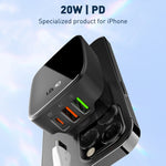 Chargeur port Type-C + double USB LDNIO Q334 32W avec câble de données USB-C / Type-C vers USB-C / Type-C 1m, prise EU, prise UK, prise US