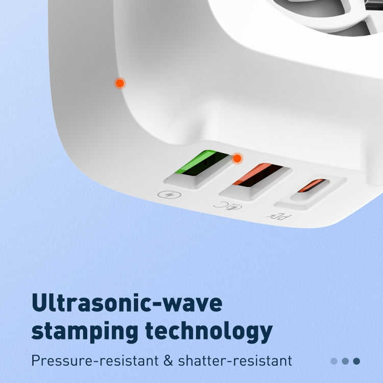 Chargeur port Type-C + double USB LDNIO Q334 32W avec câble de données USB-C / Type-C vers USB-C / Type-C 1m, prise EU, prise UK, prise US