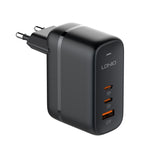 Chargeur port USB + double Type-C LDNIO Q366 65W avec câble de données USB-C / Type-C vers USB-C / Type-C 1m, prise EU, prise UK, prise US
