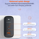 Chargeur port USB + double Type-C LDNIO Q366 65W avec câble de données USB-C / Type-C vers USB-C / Type-C 1m, prise EU, prise UK, prise US