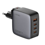 Chargeur LDNIO Q408 100W GaN USB+3 interfaces USB-C / Type-C avec câble de données USB-C / Type-C 100W vers USB-C / Type-C 1m, prise EU, prise UK, prise US