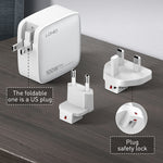 Chargeur LDNIO Q408 100W GaN USB+3 interfaces USB-C / Type-C avec câble de données USB-C / Type-C 100W vers USB-C / Type-C 1m, prise EU, prise UK, prise US