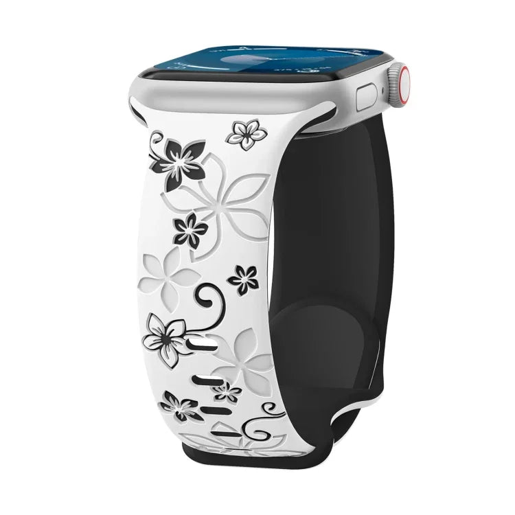 Bracelet de montre Bauhinia en silicone gaufré bicolore, compatible avec Apple Watch SE 2023 44 mm, Apple Watch SE 2023 40 mm, Apple Watch Ultra 2 49 mm, Apple Watch Series 9 45 mm, Apple Watch Series 9 41 mm, Apple Watch Ultra 49 mm…