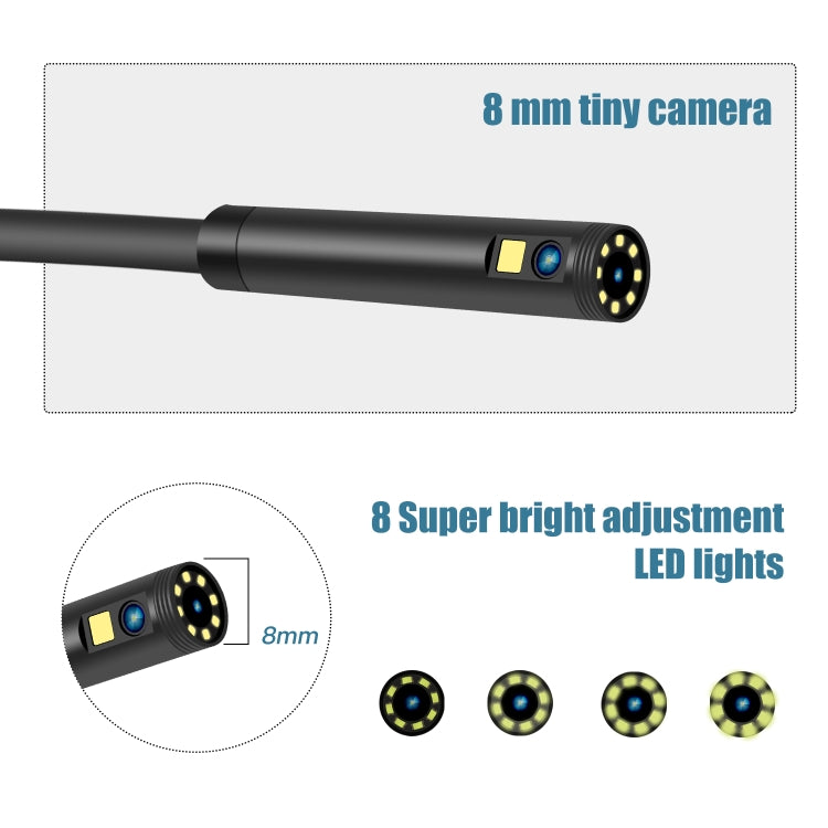 Endoscope numérique double caméra P40 8mm 1080P IP68 étanche avec écran lumineux 4,3 pouces, câble rigide 2m, câble rigide 5m, câble rigide 10m