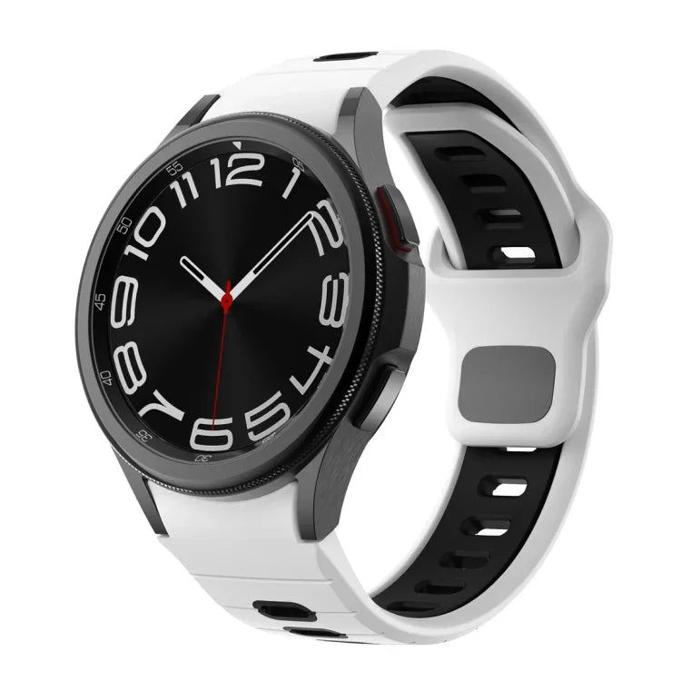 Bracelet de montre en silicone à rayures bicolores avec boucle inversée, pour Samsung Galaxy Watch 7 / 6