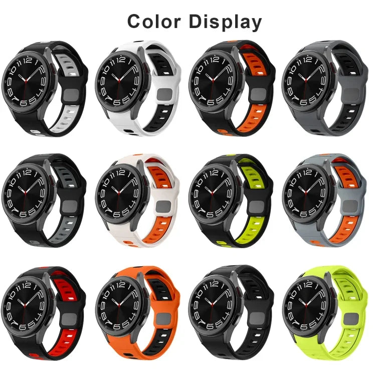 Two Color Stripes Reverse Buckle Silicone Watch Band, For Samsung Galaxy Watch 7 / 6