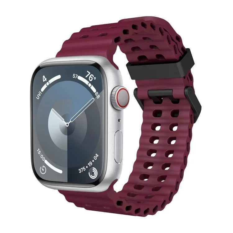 Ocean Dual-Row Hole Silicone Watch Band, For Apple Watch SE 2023 44mm, For Apple Watch Ultra 2 49mm, For Apple Watch Series 9 45mm