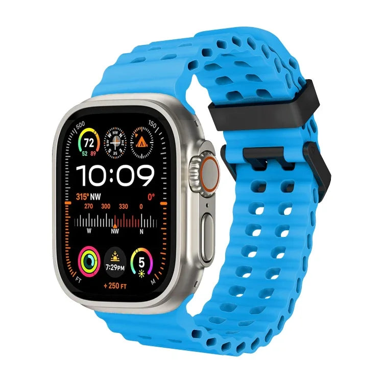 Ocean Dual-Row Hole Silicone Watch Band, For Apple Watch SE 2023 44mm, For Apple Watch Ultra 2 49mm, For Apple Watch Series 9 45mm