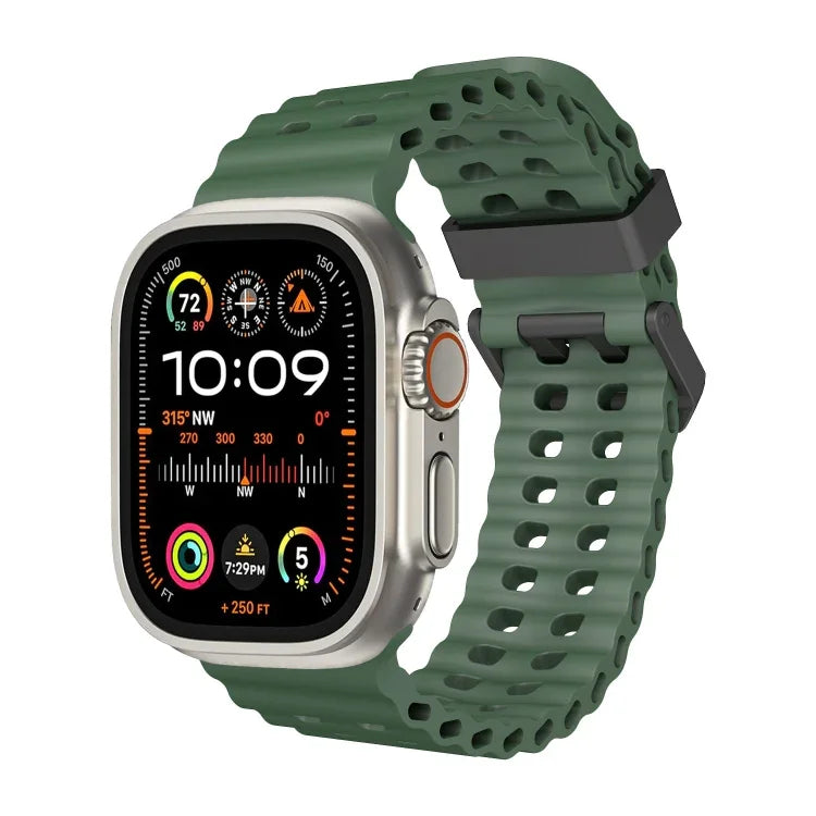 Ocean Dual-Row Hole Silicone Watch Band, For Apple Watch Ultra 49mm, For Apple Watch Series 8 45mm, For Apple Watch SE 2022 44mm