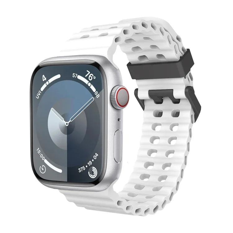 Bracelet de montre en silicone Ocean à double rangée de trous, compatible avec Apple Watch Series 5 44 mm, Apple Watch Series 4 44 mm et Apple Watch Series 3 42 mm.