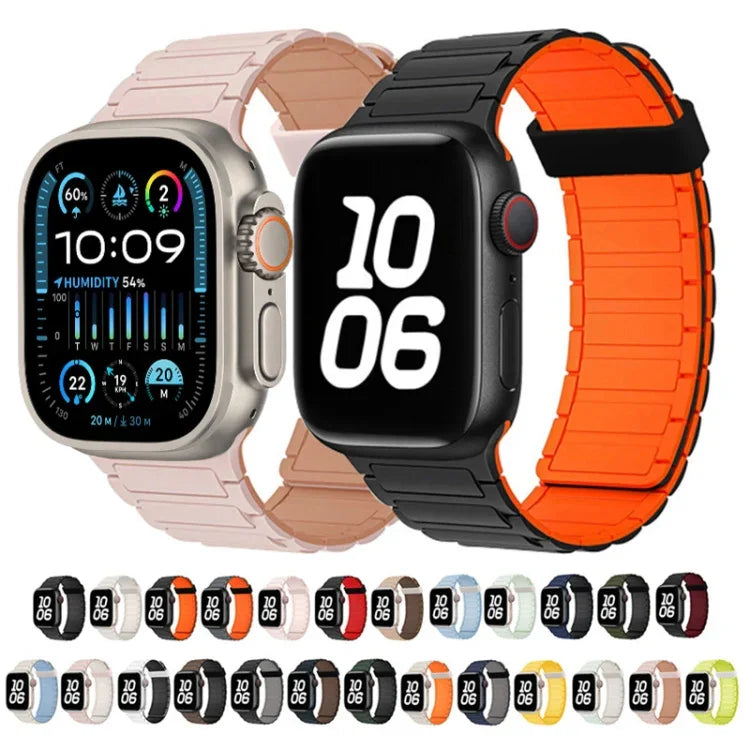 Tri-beads Magnetic Hoop Silicone Watch Band, For Apple Watch Series 8 41mm