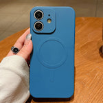 Coque de téléphone magnétique MagSafe en silicone liquide de couleur unie, pour iPhone 11, pour iPhone 11 Pro