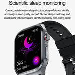 Montre connectée ET585 avec bracelet en acier de 2,04 pouces, étanche IP68, compatible avec la mesure de l'ECG et de la composition sanguine.