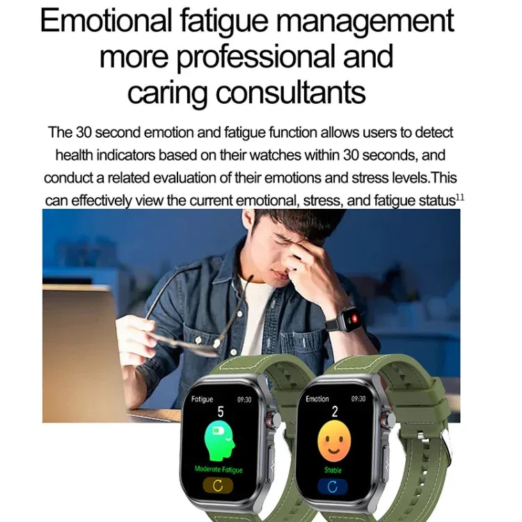 Montre connectée ET585 avec bracelet en acier de 2,04 pouces, étanche IP68, compatible avec la mesure de l'ECG et de la composition sanguine.