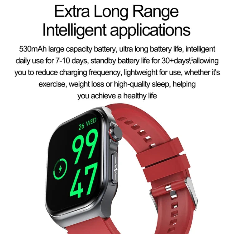 Montre connectée ET585 avec bracelet en acier de 2,04 pouces, étanche IP68, compatible avec la mesure de l'ECG et de la composition sanguine.