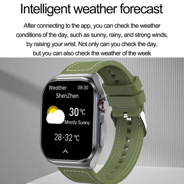 Montre connectée ET585 avec bracelet en acier de 2,04 pouces, étanche IP68, compatible avec la mesure de l'ECG et de la composition sanguine.