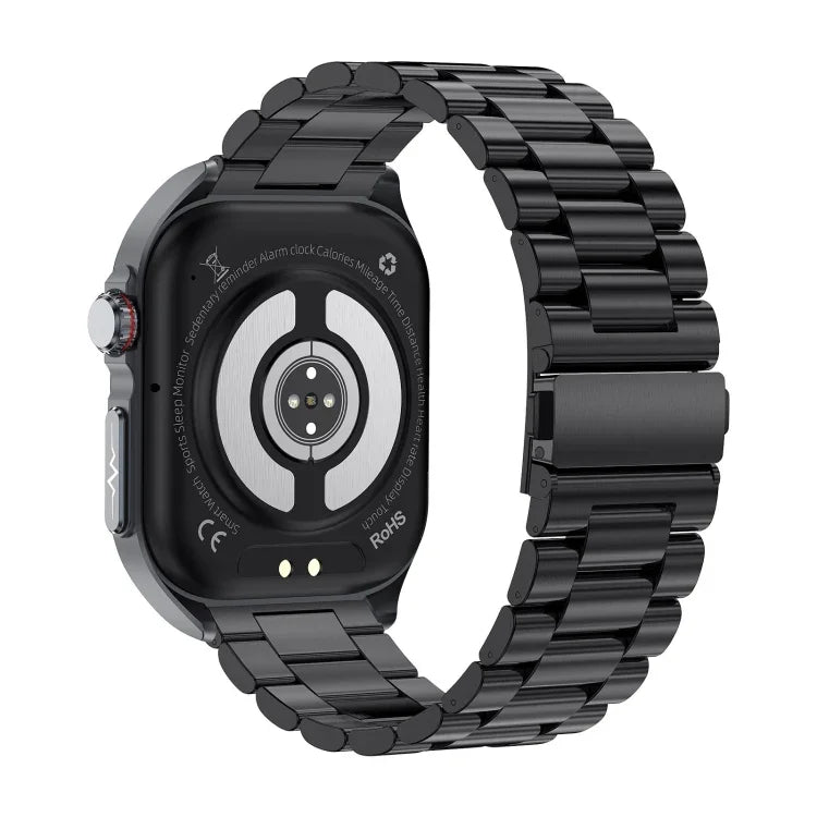 Montre connectée ET585 avec bracelet en acier de 2,04 pouces, étanche IP68, compatible avec la mesure de l'ECG et de la composition sanguine.