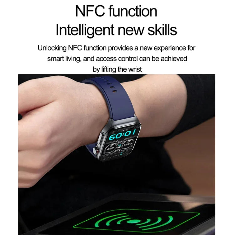 Montre connectée ET585 avec bracelet en acier de 2,04 pouces, étanche IP68, compatible avec la mesure de l'ECG et de la composition sanguine.