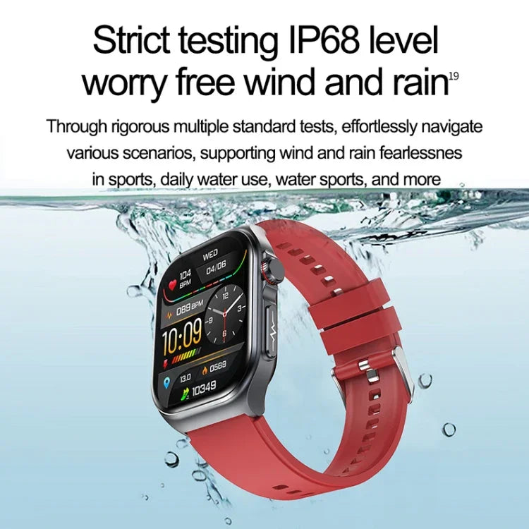 Montre connectée ET585 avec bracelet en acier de 2,04 pouces, étanche IP68, compatible avec la mesure de l'ECG et de la composition sanguine.
