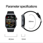 Montre connectée ET585 avec bracelet en acier de 2,04 pouces, étanche IP68, compatible avec la mesure de l'ECG et de la composition sanguine.