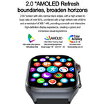 Montre connectée ET585 avec bracelet en acier de 2,04 pouces, étanche IP68, compatible avec la mesure de l'ECG et de la composition sanguine.